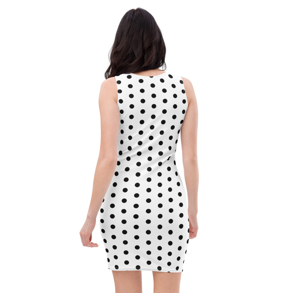 white dress with black dots