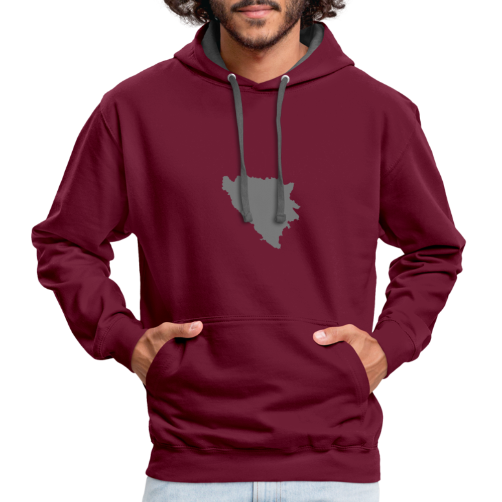 BiH Contrast Hoodie - Red - burgundy/charcoal